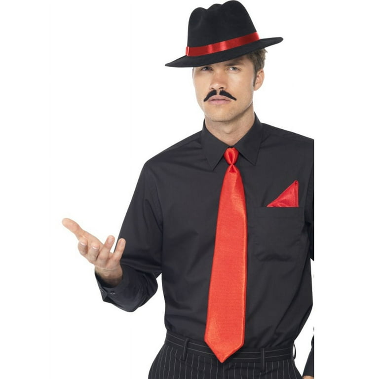 Gangster Trilby Tie & Handkerchief Adult Red Gangster Trilby Tie & Handkerchief Adult Red