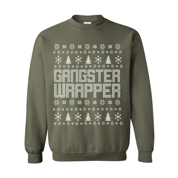Gangster Wrapper Ugly Holiday Sweatshirt Crewneck Sweatshirt