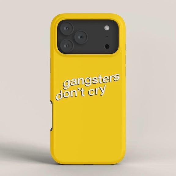 Gangsters Don't Cry White and Black Typography Tough Phone Case for Apple iPhone Models, Polycarbonate and TPU
