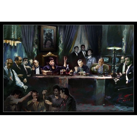 Gangsters Last Supper Laminated & Framed Poster Print (36 x 24)
