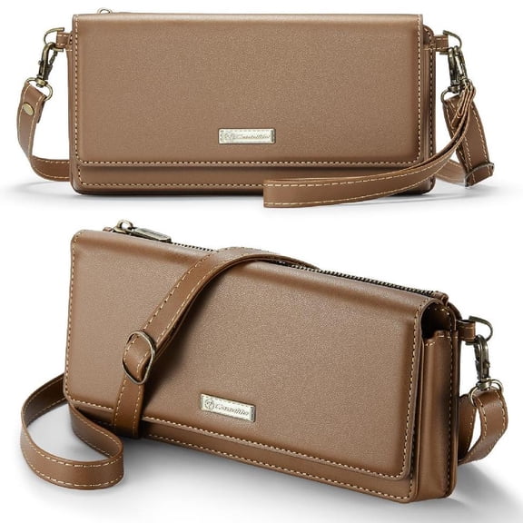 Gangxun Women Crossbody Case Phone Wallet Rfid Blocking Multi Card Slots with Zipper Pocket Detachable Wristlet & Shoulder Strap Wallet Rfid