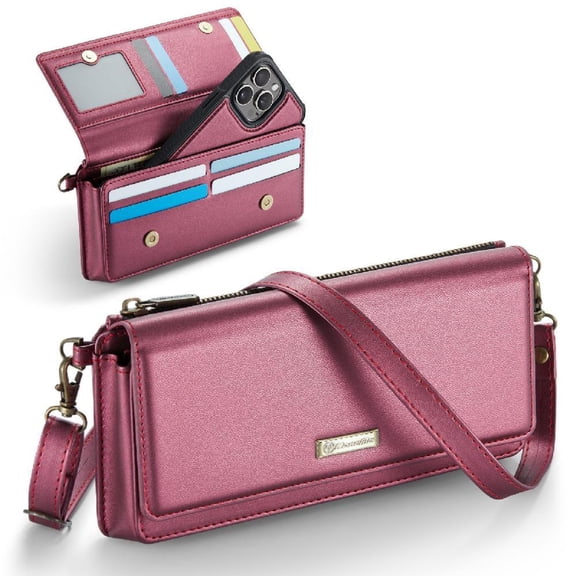 Gangxun Women Crossbody Case Phone Wallet Rfid Blocking Multi Card Slots with Zipper Pocket Detachable Wristlet & Shoulder Strap Wallet Rfid