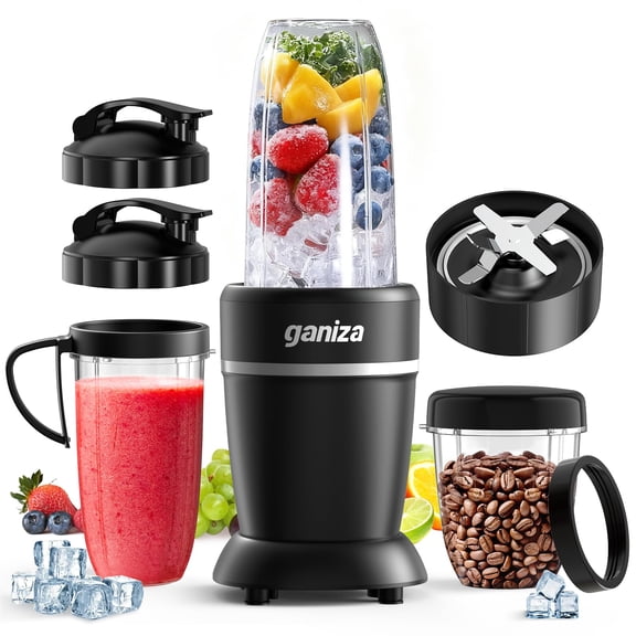 Ganiza Blender Smoothies, 14 Pcs Smoothie Blender Kitchen, Max 1300W Portable Blenders Shakes Ice Crushing Grinding & More with 2 X 37 oz, 23 oz Cups, Perfect Home & On - the - Go Y101