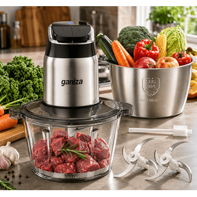 Ganiza Food Processor Dual Bowls 2-Speed Food Chopper Meat Grinder