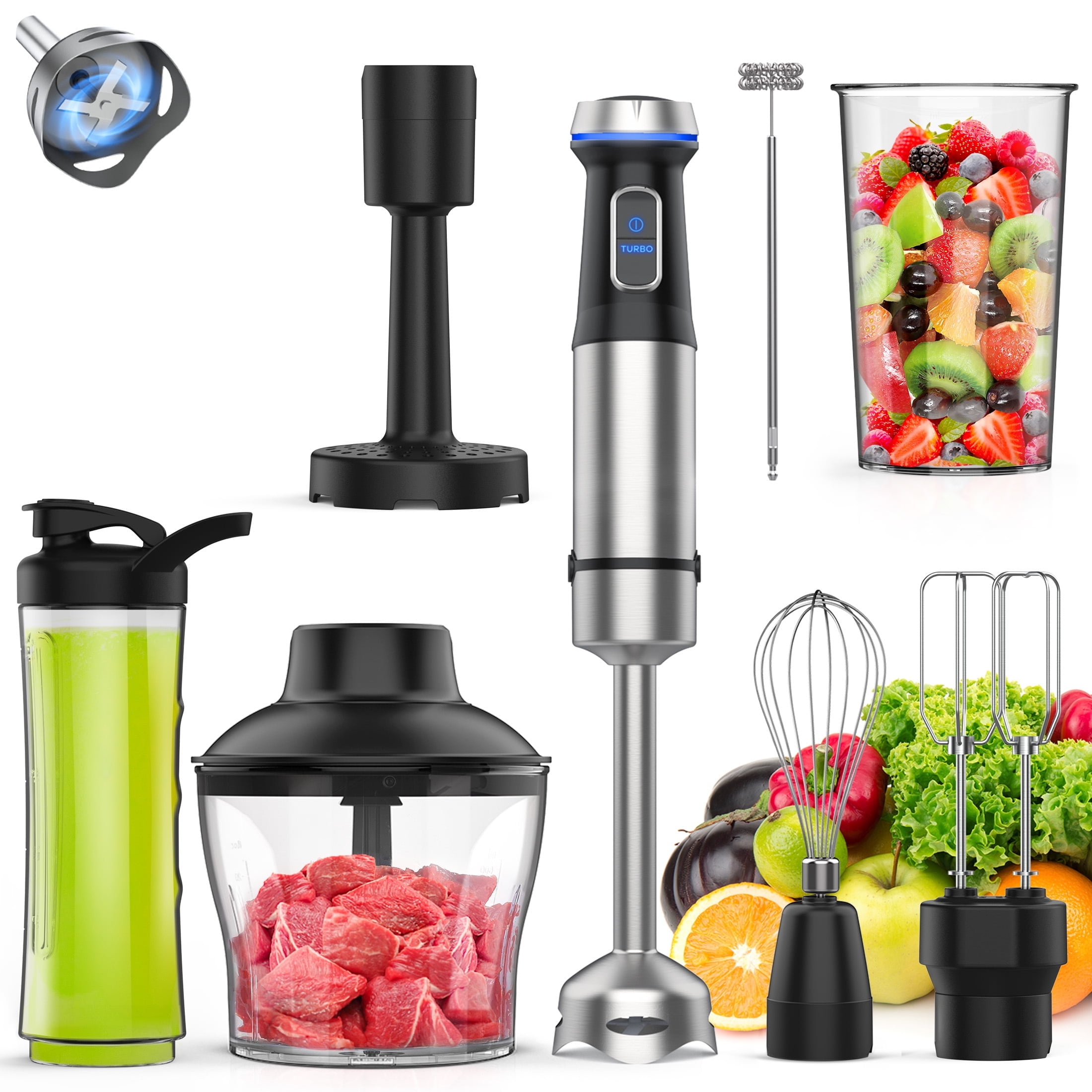 Ganiza Immersion Blender, 8-in-1 Handheld Blender, 16-Speed Stick