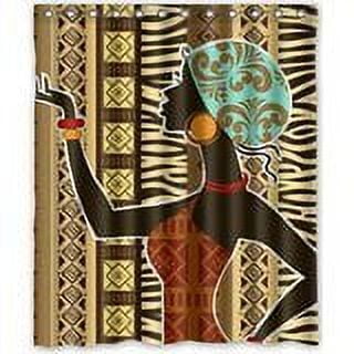Ganma African Woman Shower Curtain Polyester Fabric Bathroom Shower Curtain 60x72 inches