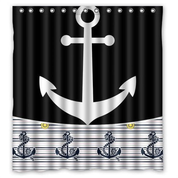 Ganma Anchor Shower Curtain Polyester Fabric Bathroom Shower Curtain 66x72 inches