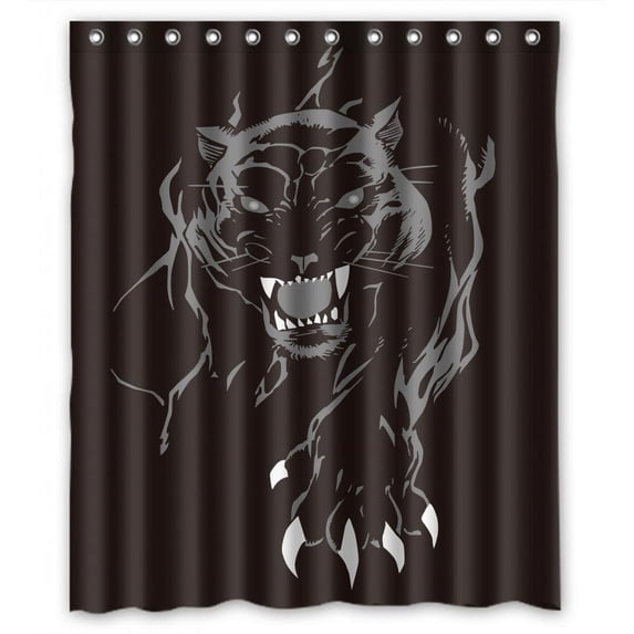 Ganma Animal Black Leopard Clipart Sketch Design Shower Curtain Polyester Fabric Bathroom Shower Curtain 60x72 inches