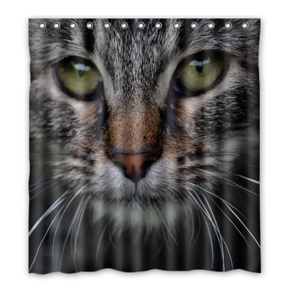 Ganma Animal Pet Black Kotek Cat Shower Curtain Polyester Fabric Bathroom Shower Curtain 66x72 inches