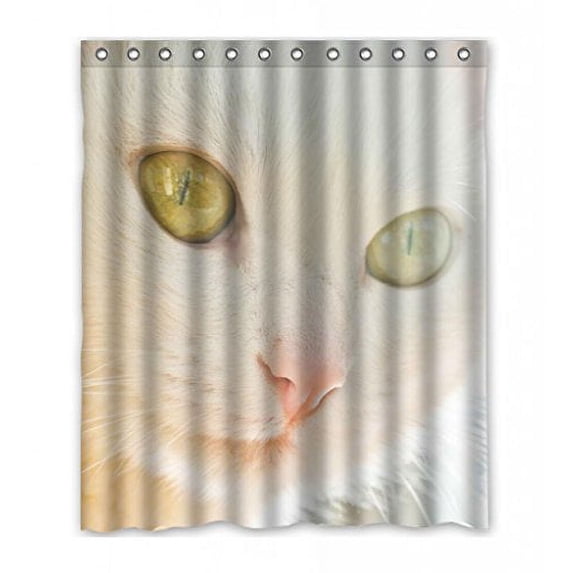Ganma Animal Pet Playing Cute White Cats Shower Curtain Polyester Fabric Bathroom Shower Curtain 60x72 inches