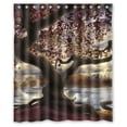thumbnail image 1 of Ganma It Art Painted Landscape River Rocks Mountains Trees Leaves Roots Design Stall Shower Curtain Polyester Fabric Bathroom Shower Curtain 60x72 inches, 1 of 3