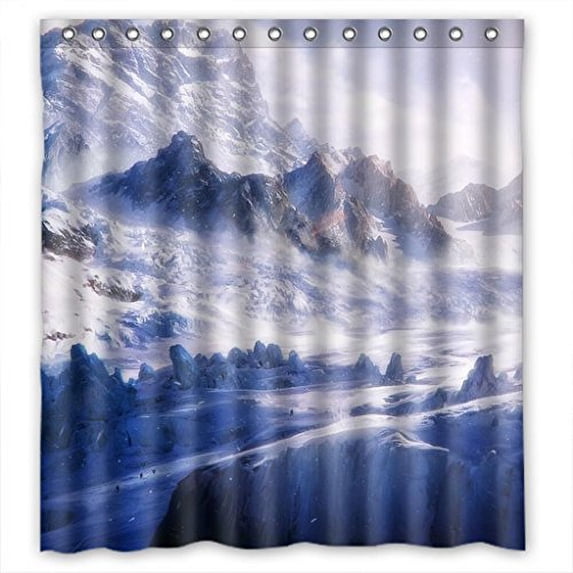 Ganma Attractive Misty Snow Mountains Shower Curtain Polyester Fabric Bathroom Shower Curtain 66x72 inches