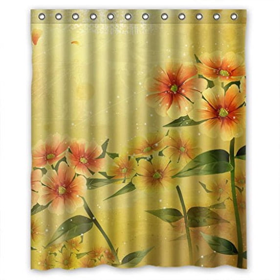 Ganma Attrative Flowers Painting Shower Curtain Polyester Fabric Bathroom Shower Curtain 60x72 inches
