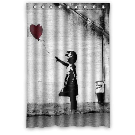 Ganma Banksy Balloon Girl Christmas Shower Curtain Polyester Fabric Bathroom Shower Curtain 48x72 inches