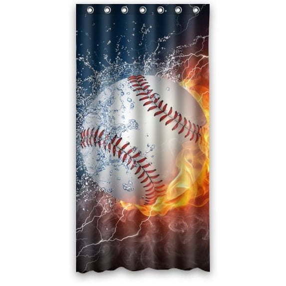 Ganma Baseball Shower Curtain Polyester Fabric Bathroom Shower Curtain 36x72 inches