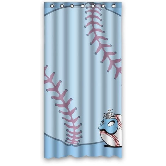 Ganma Baseball Shower Curtain Polyester Fabric Bathroom Shower Curtain 36x72 inches