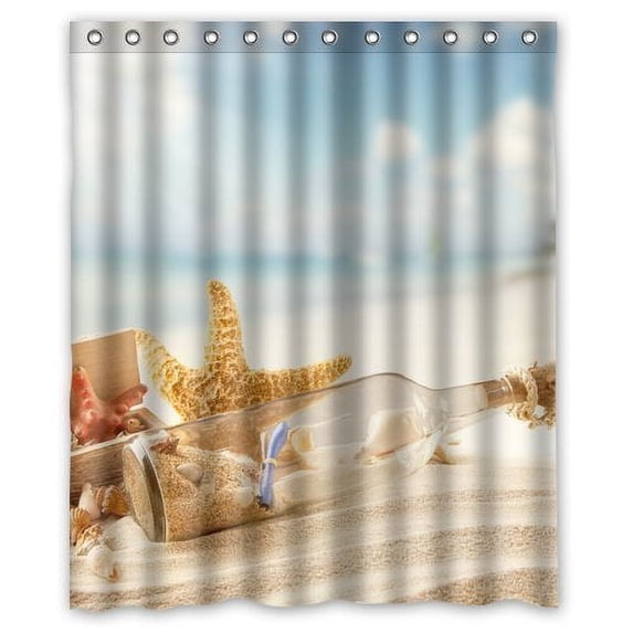 Ganma Beach Shower Curtain Polyester Fabric Bathroom Shower Curtain 60x72 inches