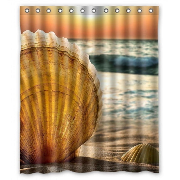 Ganma Beach Sky Sunset Shell Shower Curtain Polyester Fabric Bathroom Shower Curtain 60x72 inches