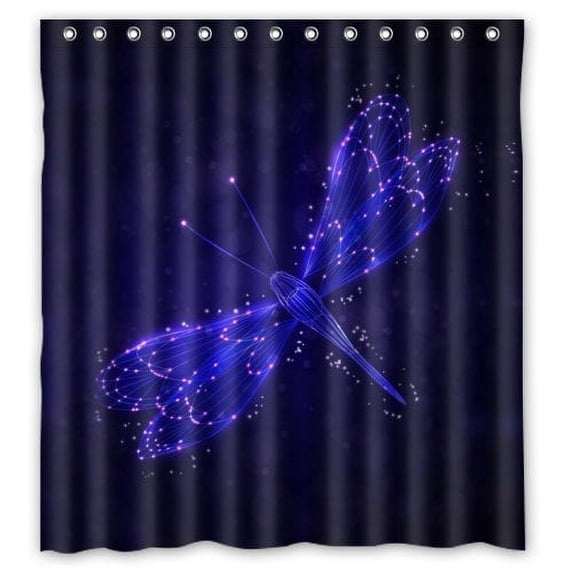 Ganma Beautiful Dragonfly Shower Curtain Polyester Fabric Bathroom Shower Curtain 66x72 inches