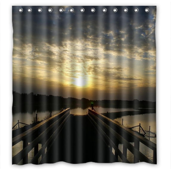 Ganma Beautiful wooden bridge scenery Shower Curtain Polyester Fabric Bathroom Shower Curtain 66x72 inches