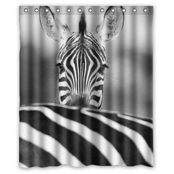 Ganma Black And White Horizontal Stripes Shower Curtain Polyester Fabric Bathroom Shower Curtain 60x72 inches