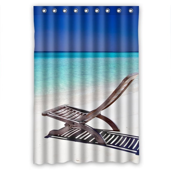 Ganma Blue Sea Sky Beach Lounge Chair Shower Curtain Polyester Fabric Bathroom Shower Curtain 48x72 inches