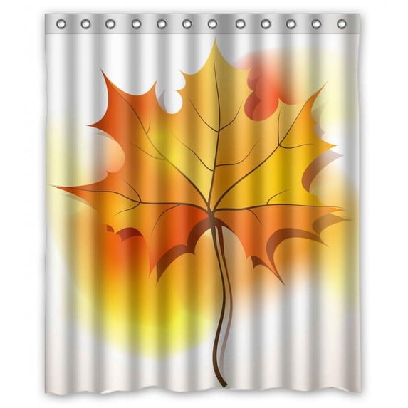 Ganma Botany Autumn Yellow Maple Leaf Shower Curtain Polyester Fabric Bathroom Shower Curtain 60x72 inches