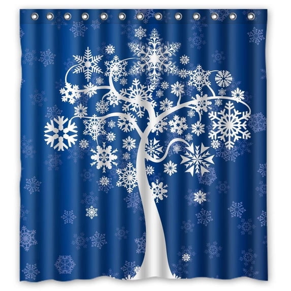 Ganma Botany Love Tree Blue Design Shower Curtain Polyester Fabric Bathroom Shower Curtain 66x72 inches