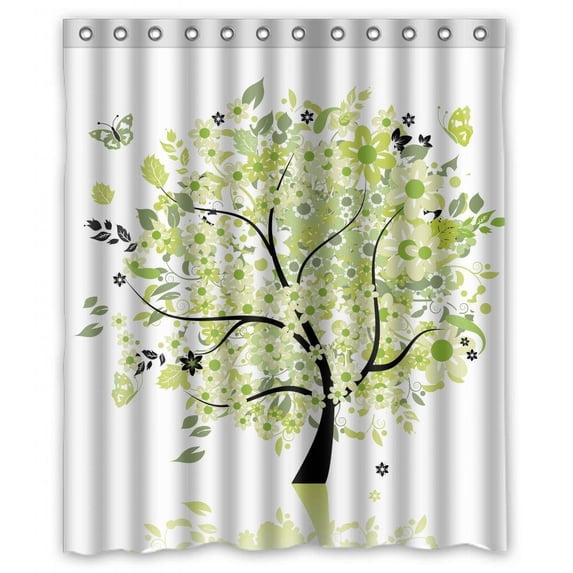 Ganma Botany Love Tree Design Shower Curtain Polyester Fabric Bathroom Shower Curtain 60x72 inches