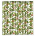 thumbnail image 1 of Ganma Botany Pink Flower Green Leaves Shower Curtain Polyester Fabric Bathroom Shower Curtain 66x72 inches, 1 of 3