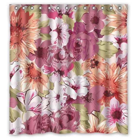 Ganma Botany Rose Flower Sweet Design Shower Curtain Polyester Fabric Bathroom Shower Curtain 66x72 inches