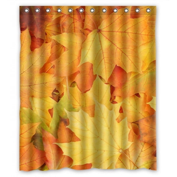 Ganma Botany Yellow Maple Leaf Shower Curtain Polyester Fabric Bathroom Shower Curtain 60x72 inches