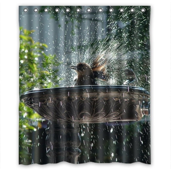 Ganma Brown bird playing on bird Shower Curtain Polyester Fabric Bathroom Shower Curtain 60x72 inches
