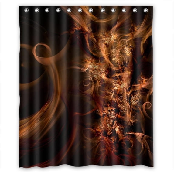 Ganma Brown flame wave Shower Curtain Polyester Fabric Bathroom Shower Curtain 60x72 inches