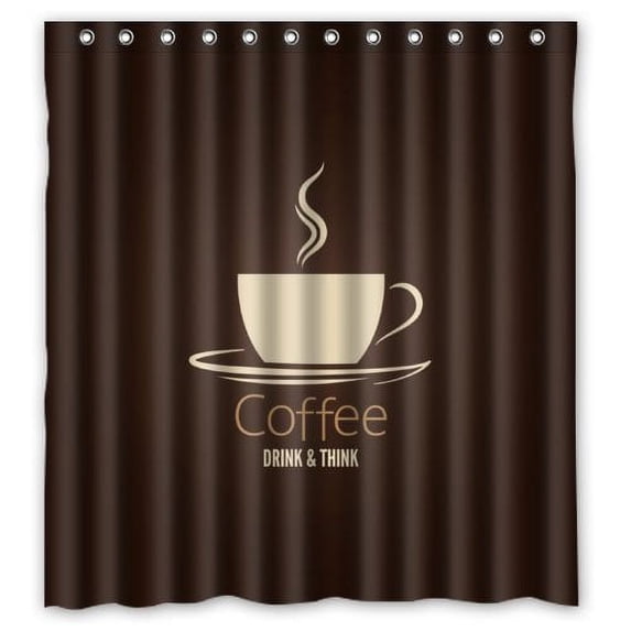 Ganma COFFEE DRINK THINK Shower Curtain Polyester Fabric Bathroom Shower Curtain 66x72 inches