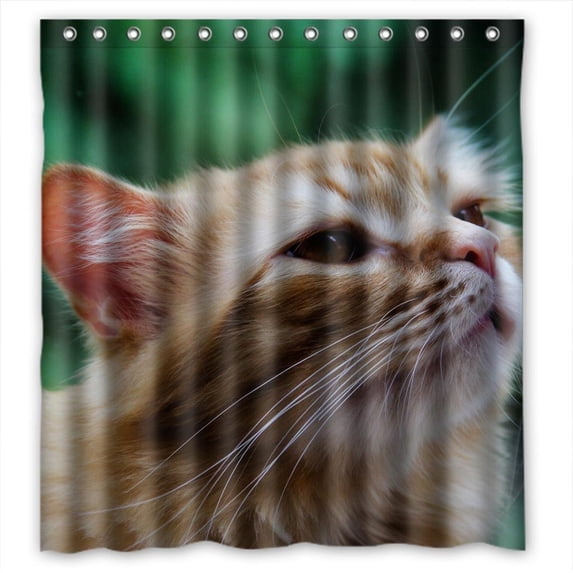 Ganma Captured Audience cat Shower Curtain Polyester Fabric Bathroom Shower Curtain 66x72 inches