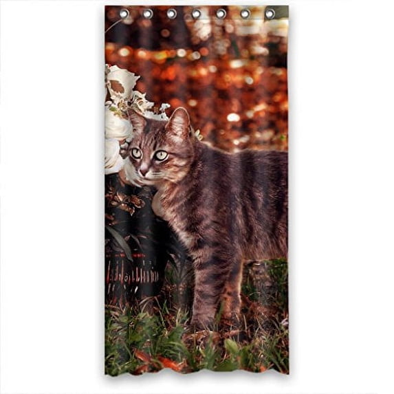 Ganma Cat Scene Shower Curtain Polyester Fabric Bathroom Shower Curtain 36x72 inches