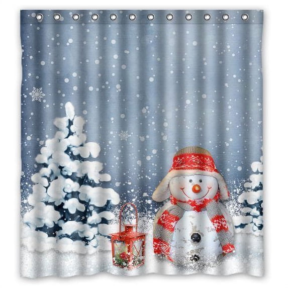 Ganma Christmas Frozen Snowman Design Shower Curtain Polyester Fabric Bathroom Shower Curtain 66x72 inches