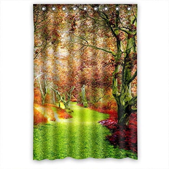 Ganma Clear Colorful Trees And Grass Path Beauty Scene Shower Curtain Polyester Fabric Bathroom Shower Curtain 48x72 inches