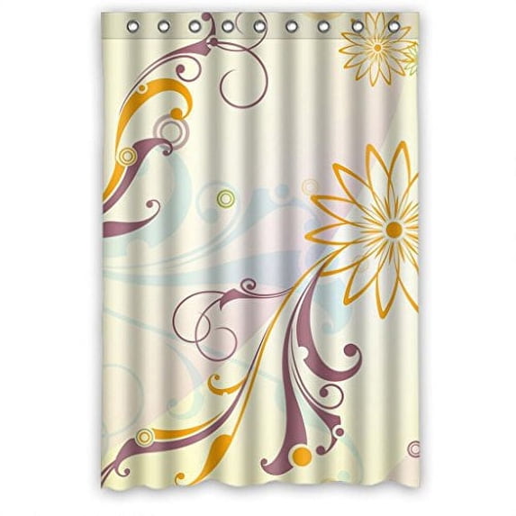Ganma Clear Flowers With Cirrus Shower Curtain Polyester Fabric Bathroom Shower Curtain 48x72 inches