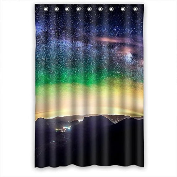 Ganma Clear Shining Star Sky And Dark Mountains Shower Curtain Polyester Fabric Bathroom Shower Curtain 48x72 inches