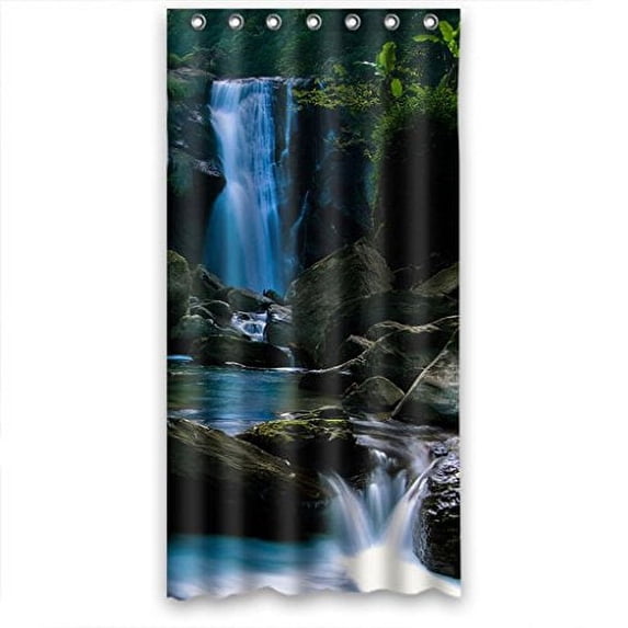 Ganma Clear Silk Waterfall And Big Rocks View Shower Curtain Polyester Fabric Bathroom Shower Curtain 36x72 inches