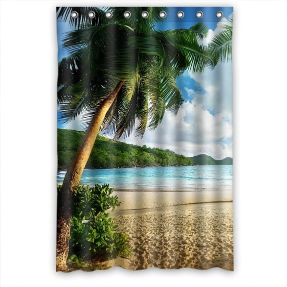Ganma Coconut Tree Shower Curtain Polyester Fabric Bathroom Shower Curtain 48x72 inches