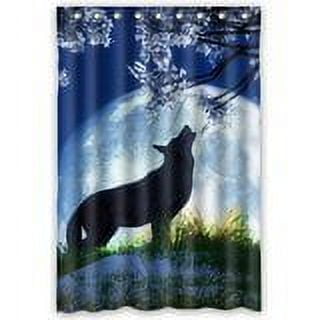 Ganma Cool Design Howling Wolf At Full Moon Shower Curtain Polyester Fabric Bathroom Shower Curtain 48x72 inches