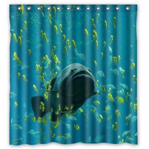 Ganma Cover With Deep Sea Fish At the Aquarium Shower Curtain Polyester Fabric Bathroom Shower Curtain 66x72 inches