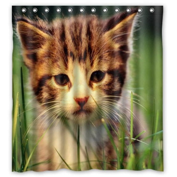 Ganma Cute Kitten Kitty Cat Animals Shower Curtain Polyester Fabric Bathroom Shower Curtain 66x72 inches