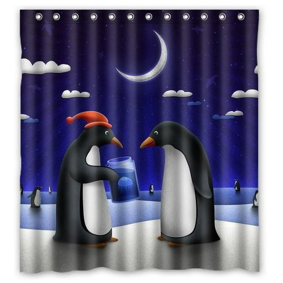 Ganma Cute Penguins Frozen Shower Curtain Polyester Fabric Bathroom Shower Curtain 66x72 inches