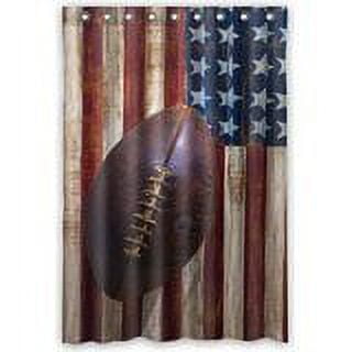 Ganma Cute Vintage Old American Football On American Flag Theme Print Christmas Shower Curtain Polyester Fabric Bathroom Shower Curtain 48x72 inches