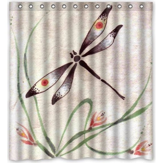 Ganma Dragonfly Beautiful Shower Curtain Polyester Fabric Bathroom Shower Curtain 66x72 inches