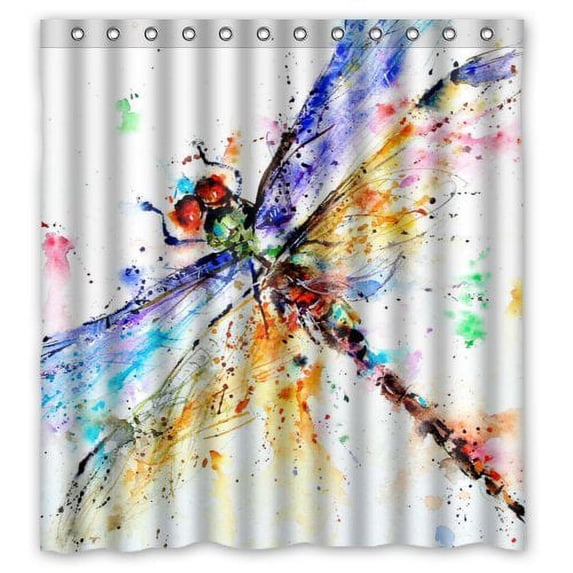 Ganma Dragonfly Shower Curtain Polyester Fabric Bathroom Shower Curtain 66x72 inches